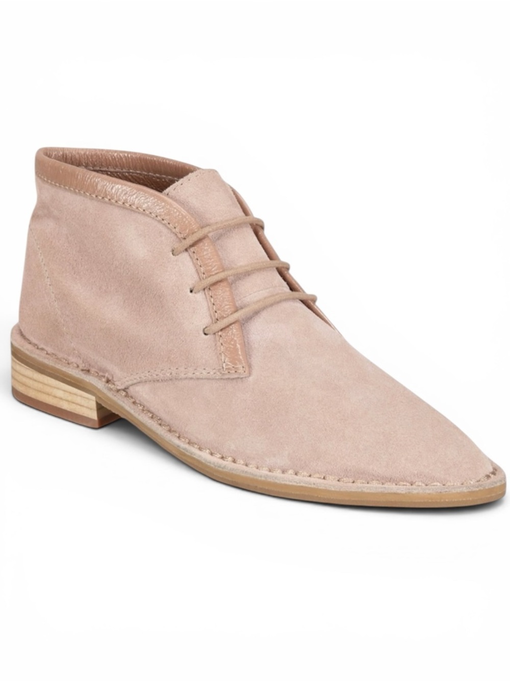 KELSI DAGGER BROOKLYN WALWORTH PINK SUEDE LEATHER ALMOND TOE LACE UP BOOTIES